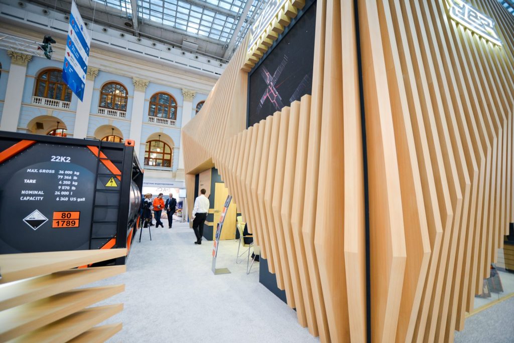 Exhibition space with wooden design